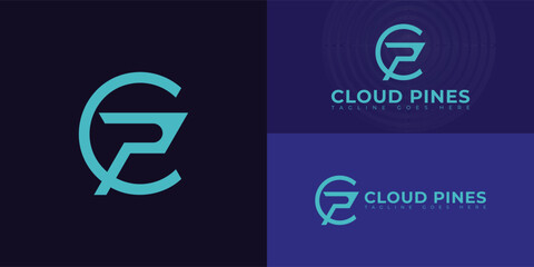 Obraz premium Abstract initial letters CP or PC logo in blue color isolated on multiple background colors. The logo is suitable for financial consulting logo vector design illustration inspiration templates.