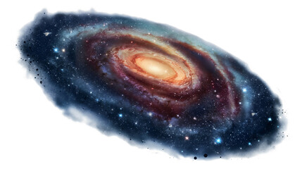 Black blue dark galaxy isolated on transparent background. Space universe cosmos astronomy science illustration, abstract object