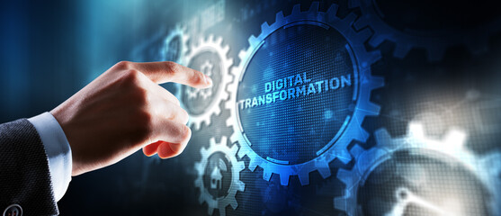 Digital transformation strategy. Business processes internet and cloud computing