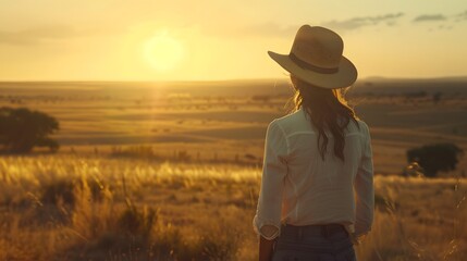 This beautiful young girl is posing against a sunset as an example of freedom and healthy living