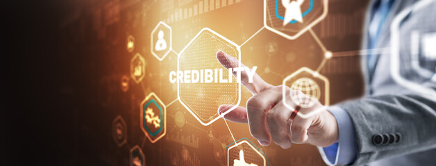 Credibility improvement concept. Multiple exposure virtual screen