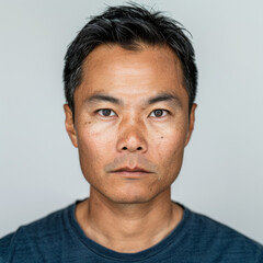 Obraz premium Passport photo of a man shallow-focus 35mm photoreal