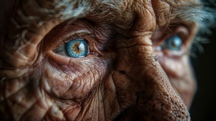 A detailed shot of an elderly person eyes