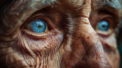 A detailed shot of an elderly person eyes