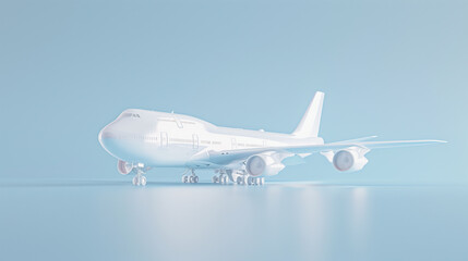 3D Render of Airplane on Blue Background Simple Design