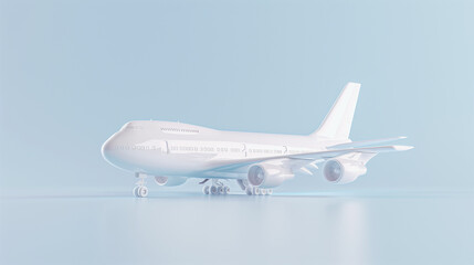 Obraz premium 3D render of airplane on blue background with simple design