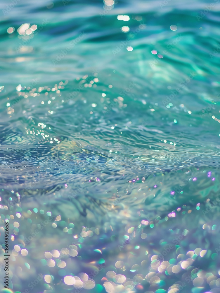 Canvas Prints 80s photography, close up on water waves, french riviera, glitters, vibrant, turquoise 