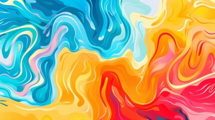 This stunning abstract image features vibrant swirls of blue, orange, and red with smooth, fluid motions that create a dynamic and visually intriguing composition.