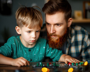 Naklejka premium Father and Son Bonding Over a Fun DIY Project, Celebrate Father's Day with Hands-On Activities, Create Lasting Memories Together