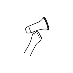 Bullhorn or megaphone, loudspeaker, Hand Drawn Vector Illustration