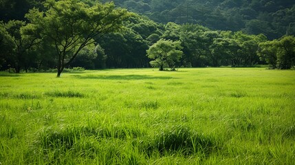 Obraz premium Smooth and open green grassland, natural feeling, real photos 