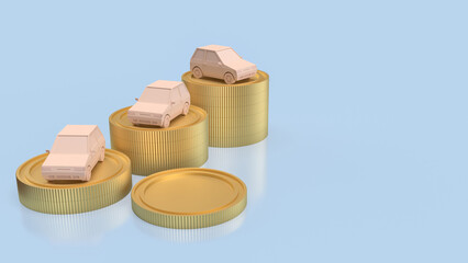 The car and coins for Business concept 3d rendering.