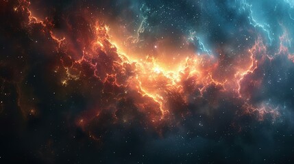 Obraz premium Cosmic Nebula: A Symphony of Fire and Ice