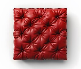 Obraz premium Red Leather Chair Cushion on White Background