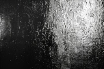 Naklejka premium A black and white photo of a wall with a lot of texture. The photo is in black and white and has a moody, almost eerie feel to it