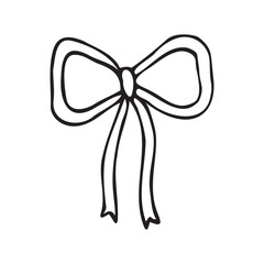 Vector hand drawn sketch outline doodle bow tie isolated on white background