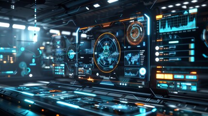 Fototapeta premium A futuristic rendering of a network management dashboard