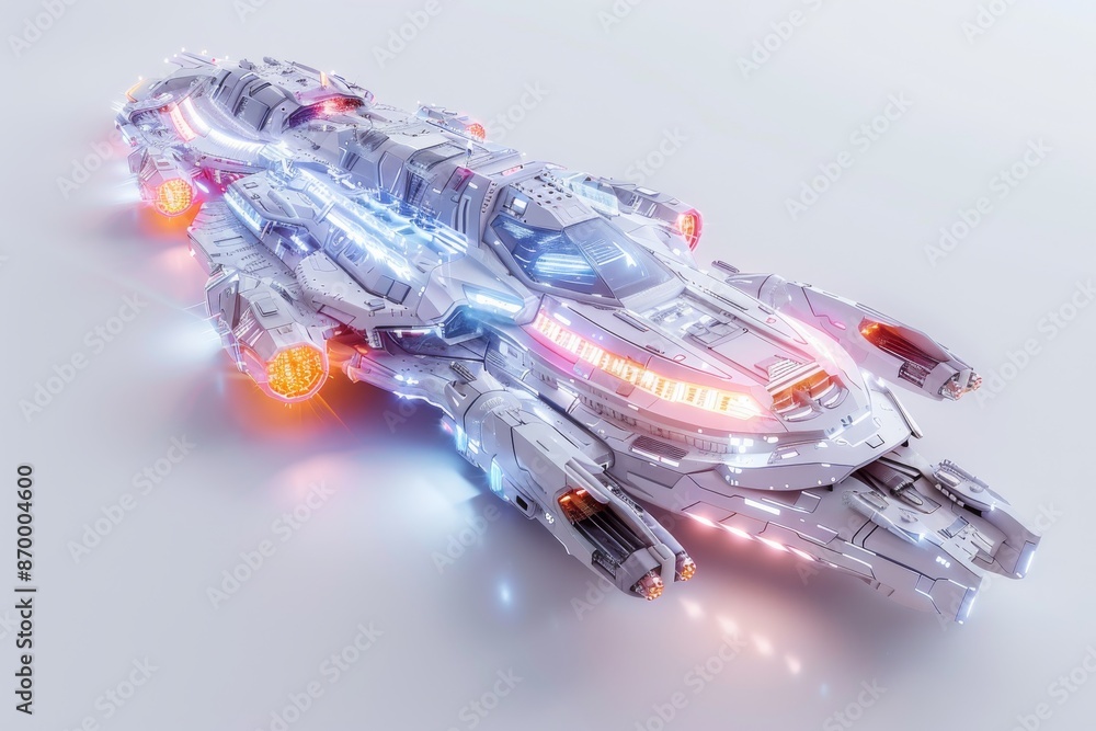 Aufkleber futuristic spaceship with glowing lights representing cutting edge space travel and advanced technol