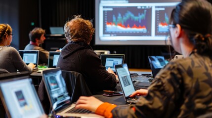 A hands-on workshop with participants working on laptops