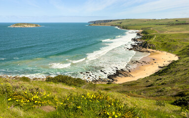 Looking over the Petrel Cove landscape from The Bluff or Rosetta Head in Victor Harbor on the...