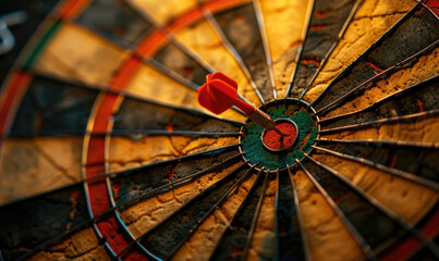 Bullseye Hit on Dartboard with Dramatic Focus
