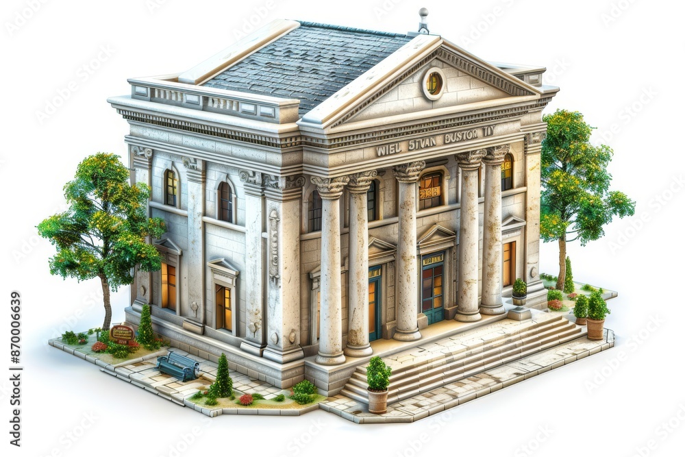 Wall mural Classical building with columns and detailed architecture highlighting historical significance and grandeur