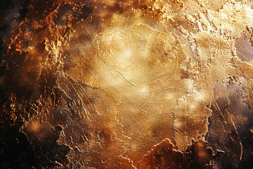 A painting of a wall with a gold texture. The wall has a lot of texture and the gold paint is visible