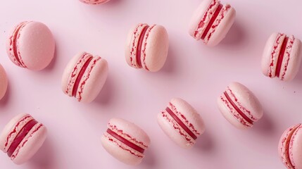 Fototapeta premium Many macaron on light background or dessert cake macaron. 