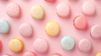 Many macaron on light background or dessert cake macaron. 