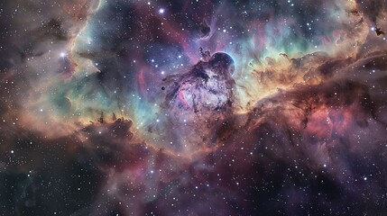 Cosmic Nebula with Stars and Gas Clouds