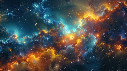 Naklejka premium Cosmic Nebula: A Symphony of Colors and Light