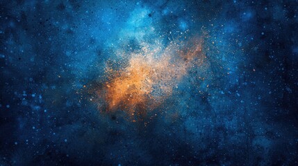 Obraz premium A blue and orange space background with a lot of stars. The blue and orange colors create a sense of depth and contrast