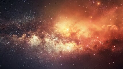 Fototapeta premium Cosmic Nebula with Bright Orange and Gold Hues