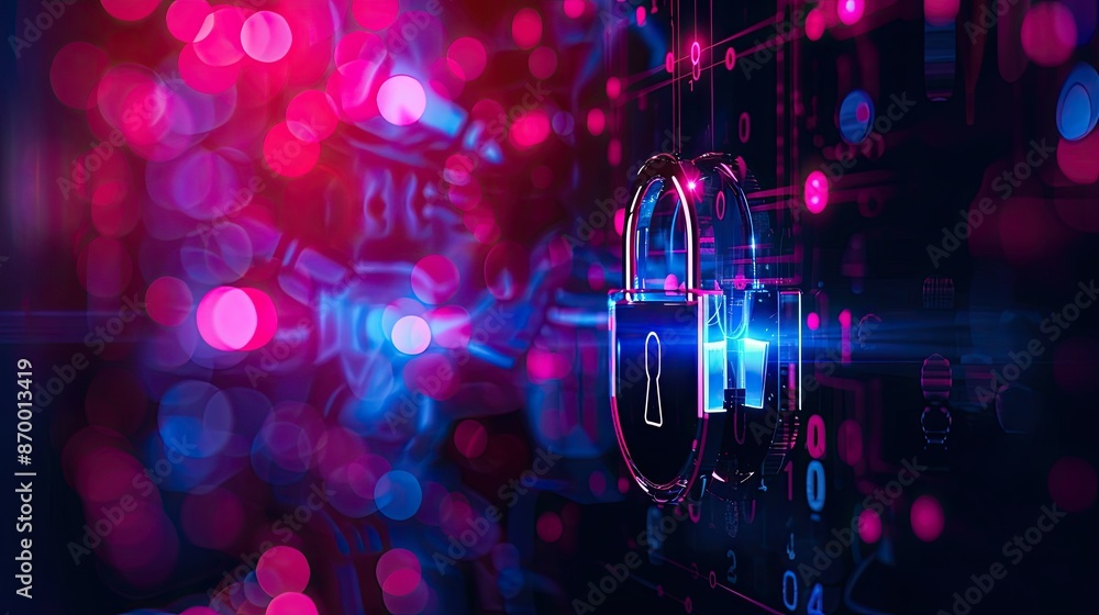Poster network security and digital keys abstract