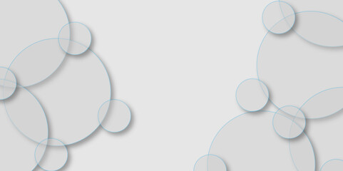 Abstract seamless pattern of randomly arranged gray and blue line rings with soft shadows on gray background. Vector circles template vector design.  Can be used for business, corporate, institution, 