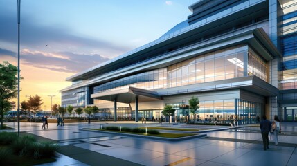Obraz premium Futuristic hospital boasting modern architecture