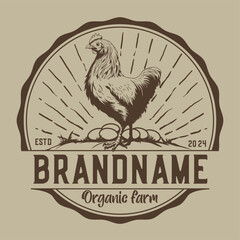 Vintage rustic hen logo design template