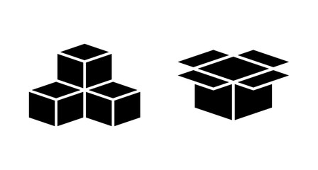 Box icon vector isolated on white background. Cardboard box, packaging open. Box vector icon