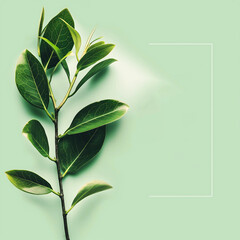 Green Nature Minimalist Background with Olive Branch, Simple Clean Design with Green and Olive Branch