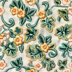 Seamless pattern  3d embroidery tapestry
