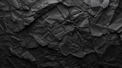 Wrinkled black old wrinkled paper. Dusty cardboard wrapping