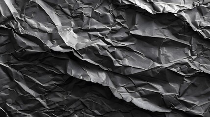 Wrinkled black old wrinkled paper. Dusty cardboard wrapping