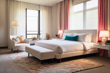 Boutique Chic: An image of a bed in a hotel room.