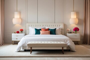 Boutique Chic: An image of a bed in a hotel room.