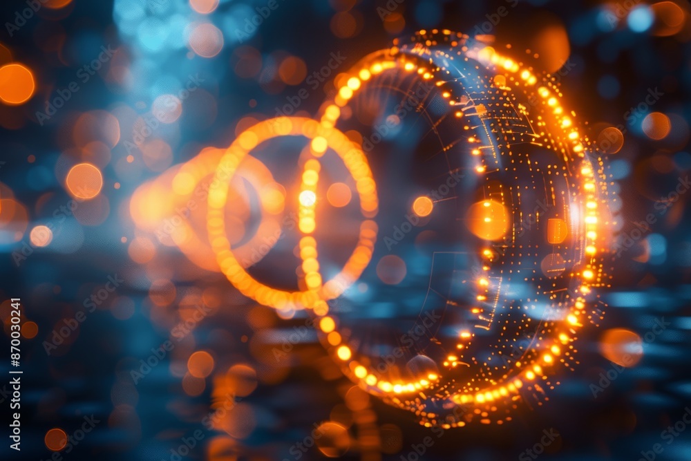 Poster abstract digital art with vibrant colors and dynamic circular patterns