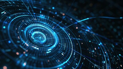 Abstract Digital Interface With Rotating Rings