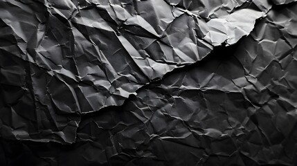 Wrinkled black old wrinkled paper. Dusty cardboard wrapping