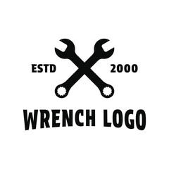 wrench crossed logo design vintage retro style