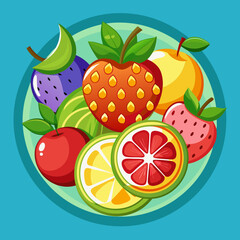 a simple vector icon illustration depicting the group of fruit at center for a website isolated white background, fruit, food, fresh, apple, orange, isolated, fruits, pineapple, green, healthy, basket