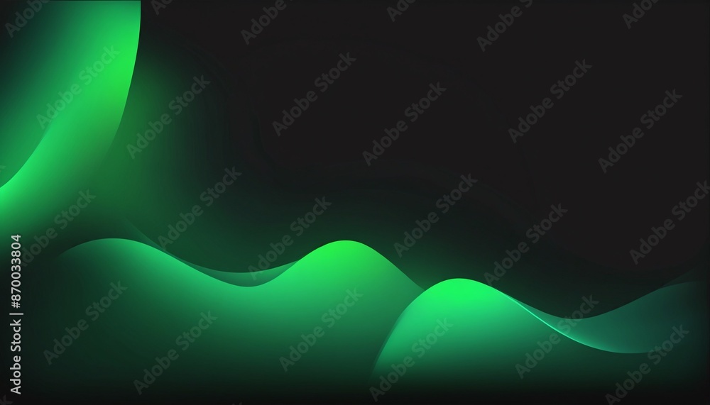 Wall mural Abstract background green tones and the color black in a gradient texture background. Abstract green wave background, green abstract background, green background, green neon light background.